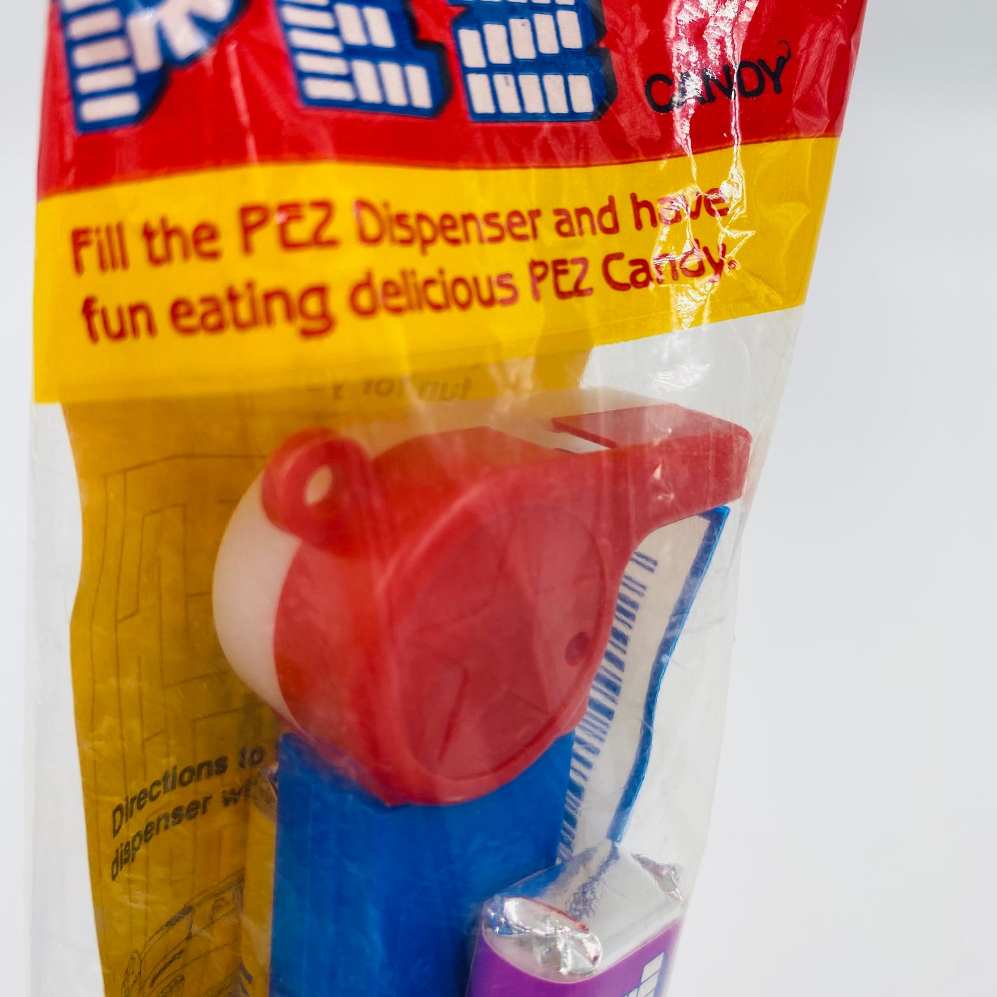 PEZ Coach Whistle (red/white) PEZ dispenser (1990's) bagged 4.9 China red cello