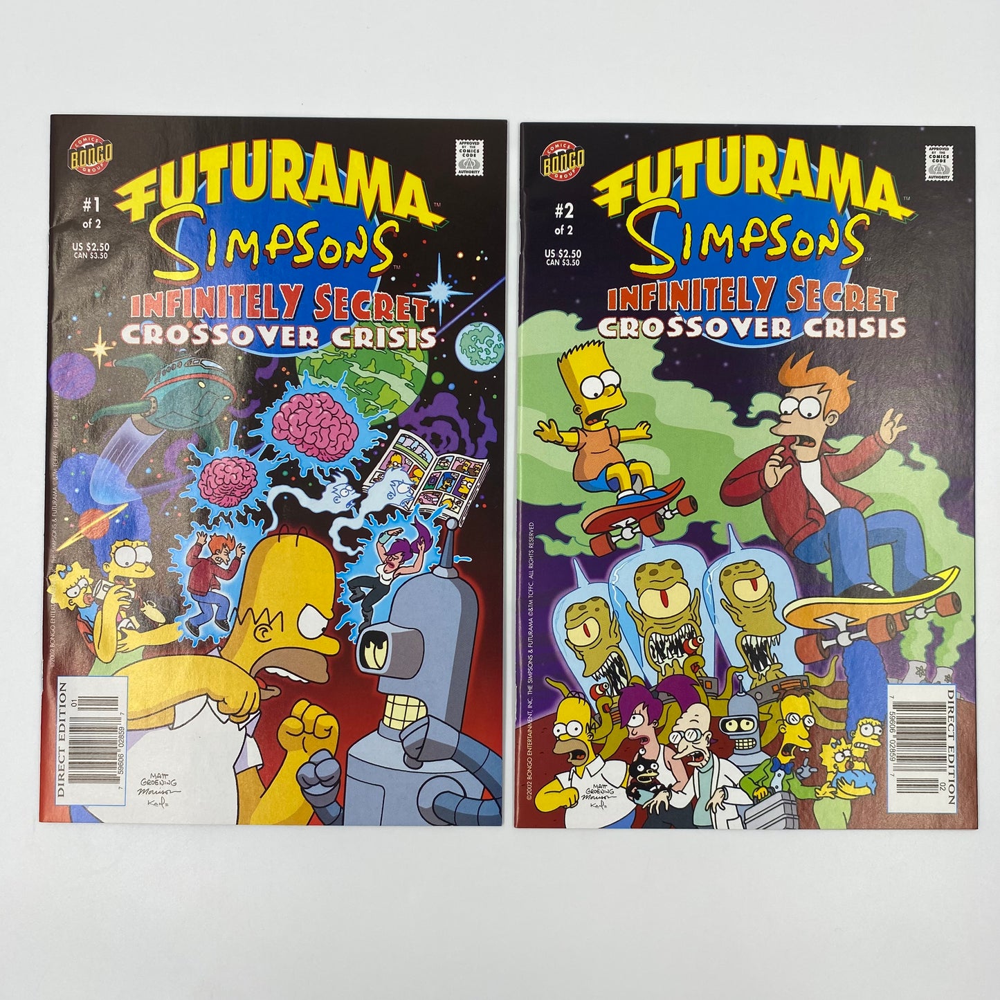 Futurama Simpsons Infinitely Secret Crossover Crisis #1 & 2 (2002-2003) Bongo (FN+, FN+)
