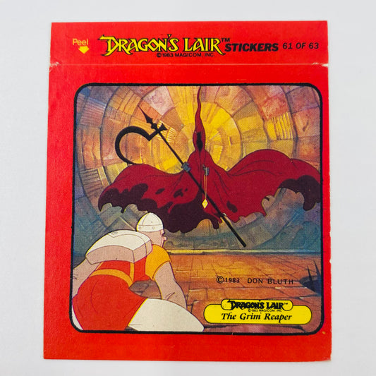 Dragon's Lair sticker #61 of 63 “The Grim Reaper” (1984) Fleer
