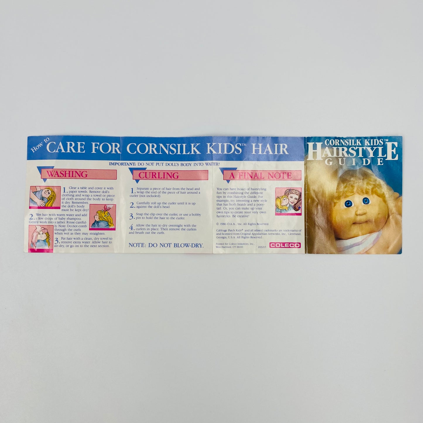 Cabbage Patch Kids Cornsilk Kids Hairstyle Guide (1986) Coleco
