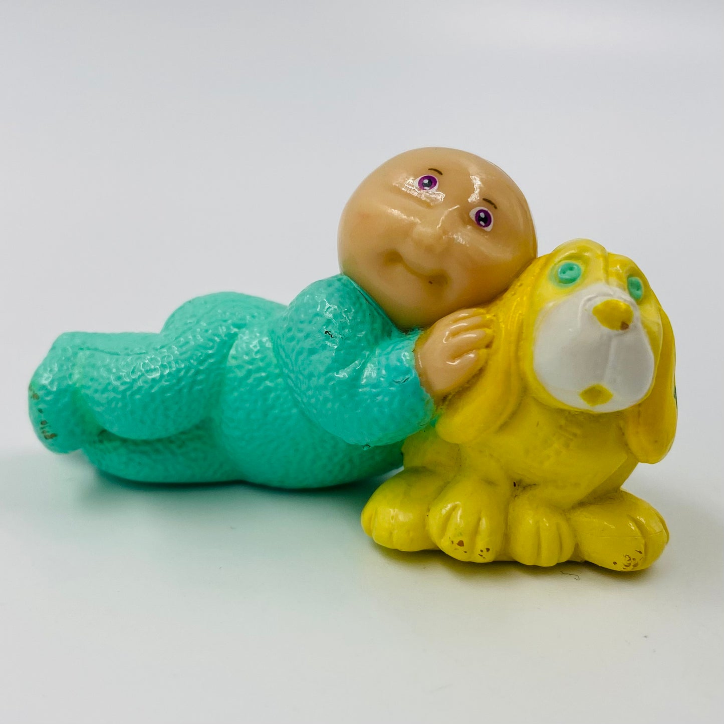 Cabbage Patch Kids green pajamas/yellow puppy loose PVC figurine (1984) Panosh Place