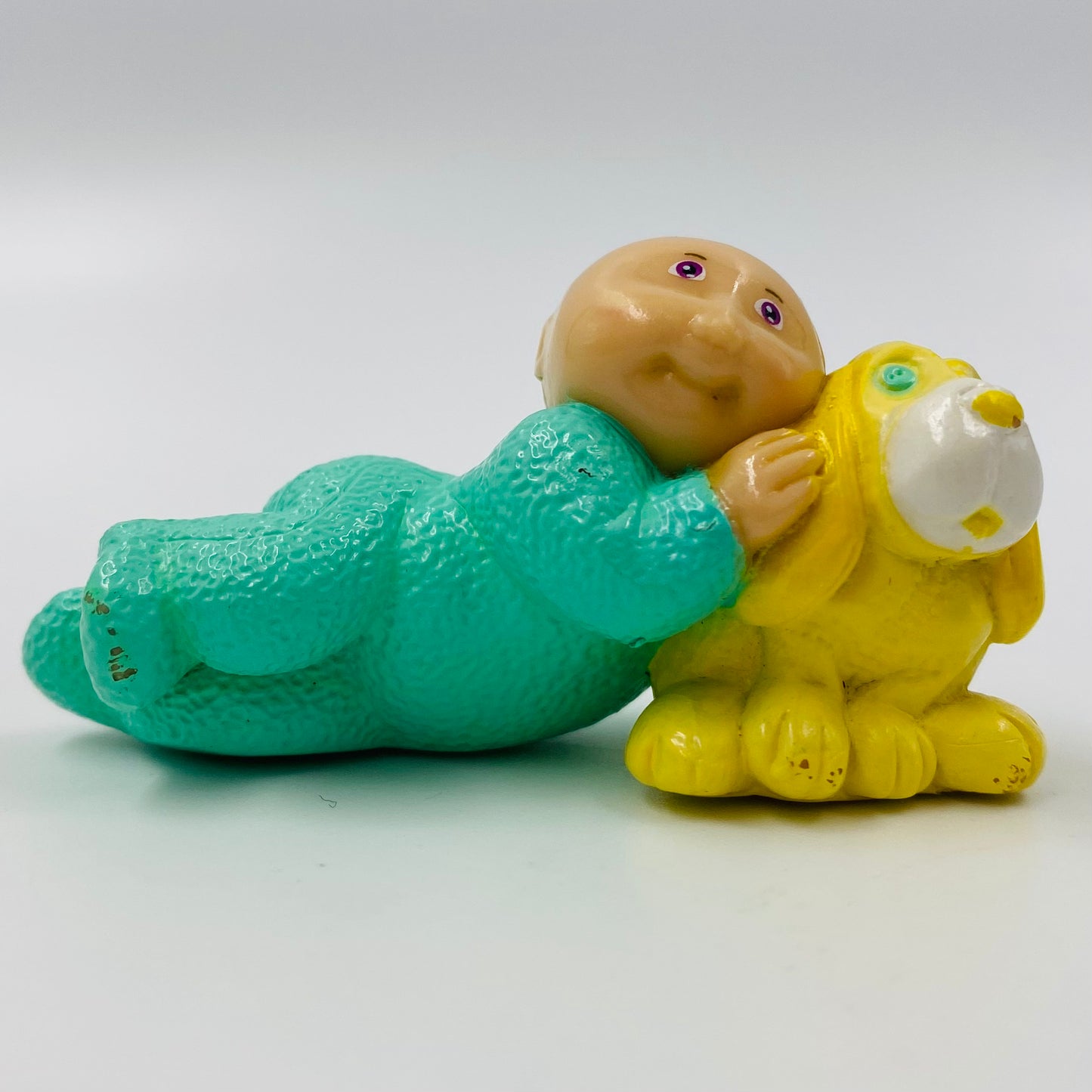 Cabbage Patch Kids green pajamas/yellow puppy loose PVC figurine (1984) Panosh Place