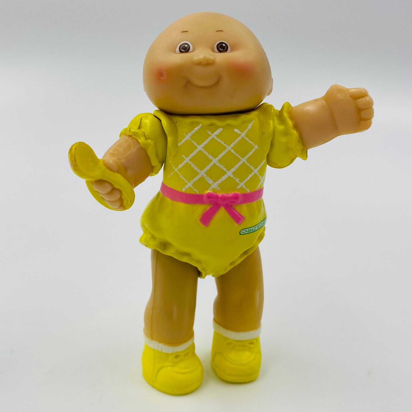 Cabbage Patch Kids yellow onesie/yellow spoon loose 3.5” poseable figure (1984) Panosh Place