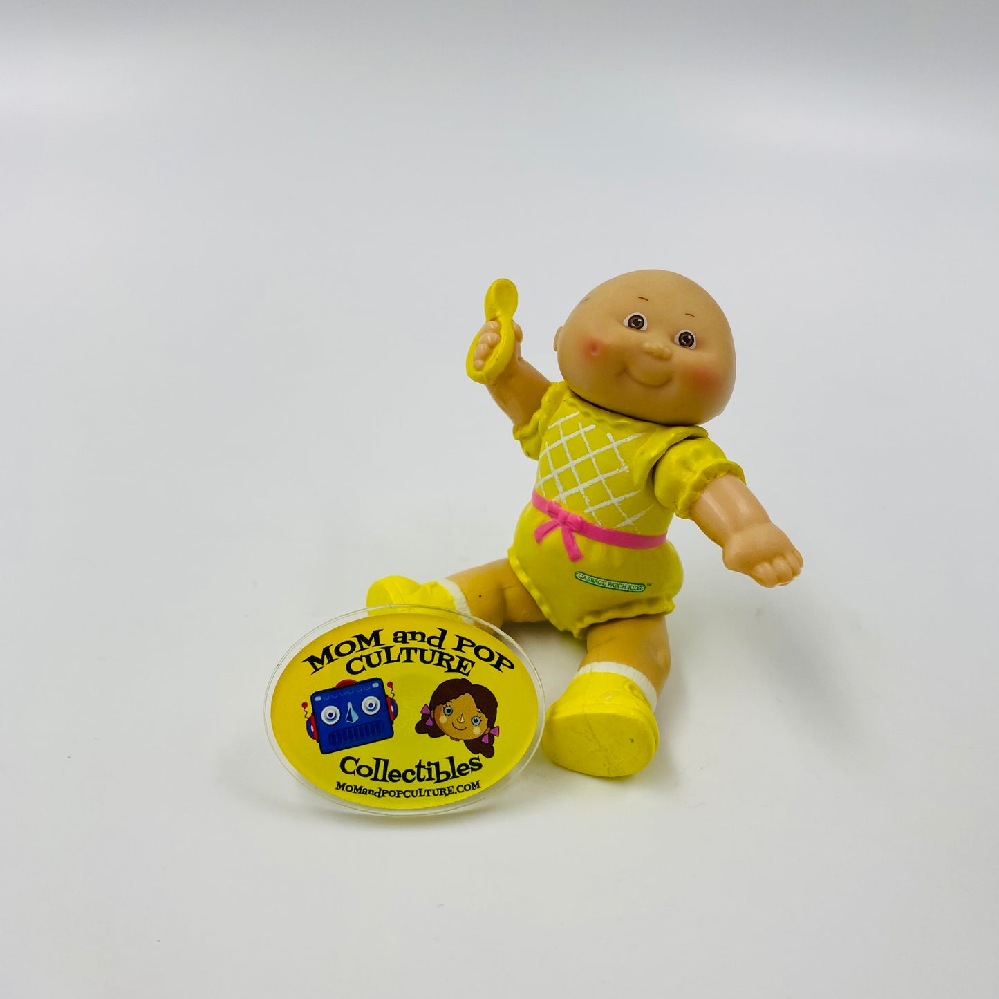 Cabbage Patch Kids yellow onesie/yellow spoon loose 3.5” poseable figure (1984) Panosh Place