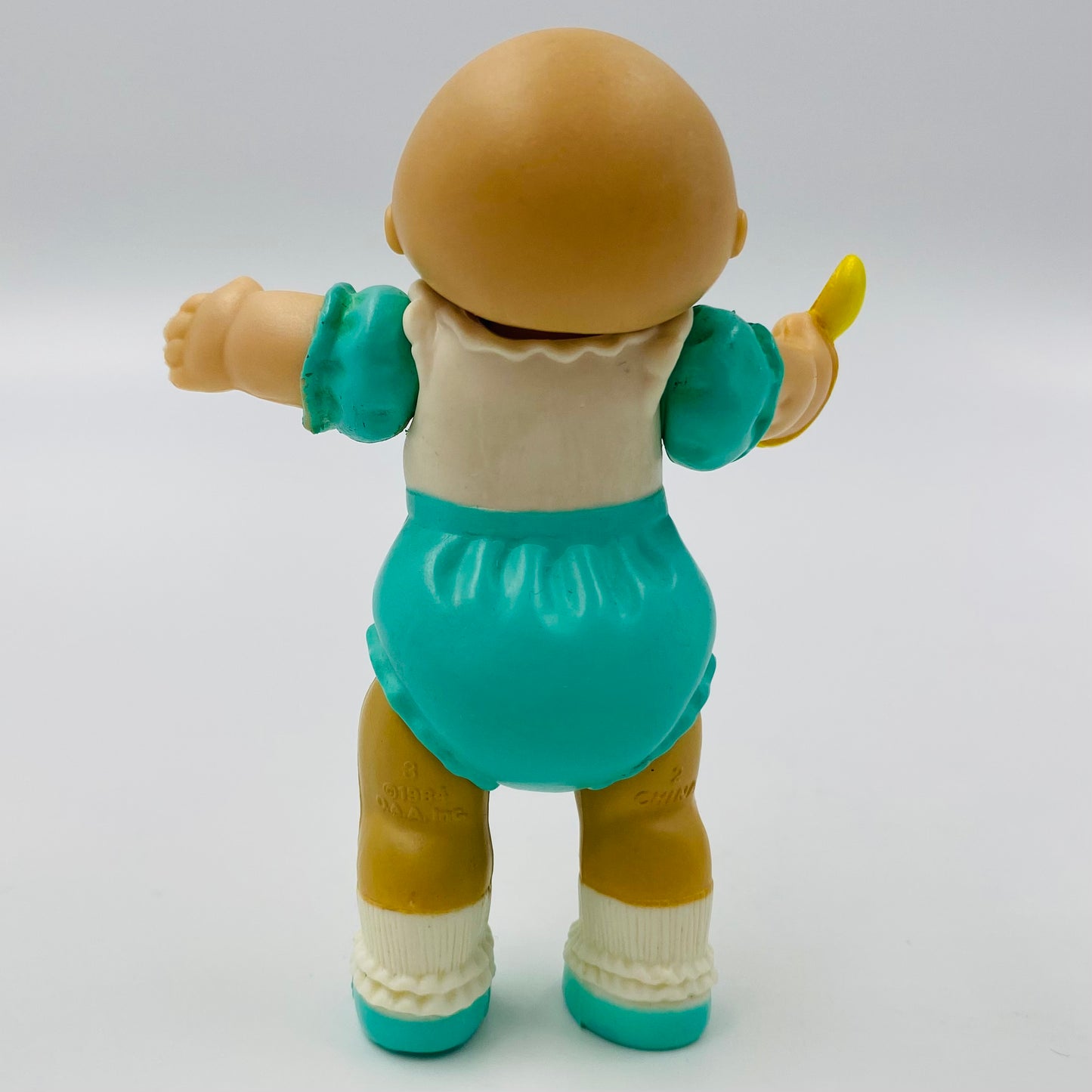 Cabbage Patch Kids turquoise onesie with balloons/yellow spoon loose 3.5” poseable figure (1984) Panosh Place