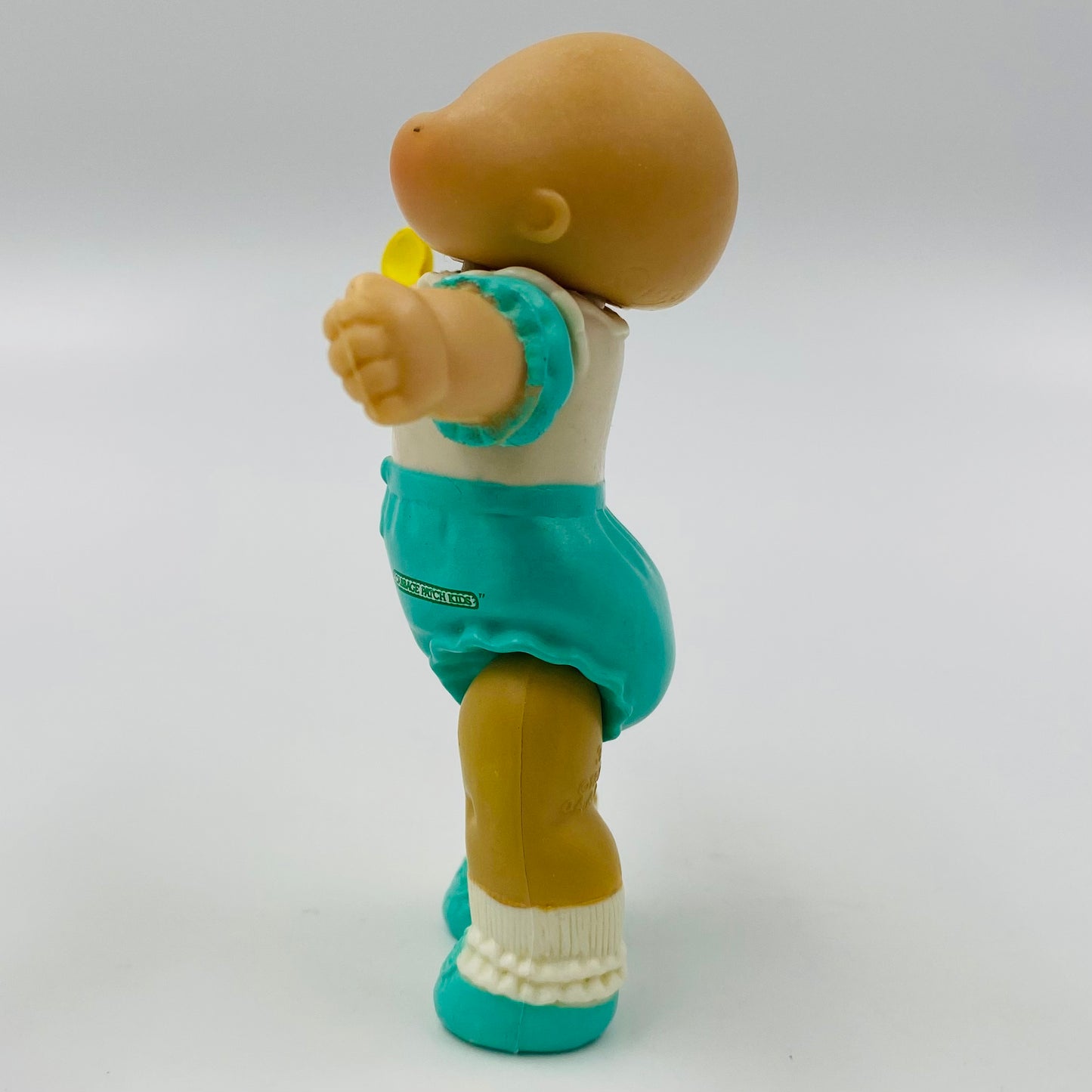 Cabbage Patch Kids turquoise onesie with balloons/yellow spoon loose 3.5” poseable figure (1984) Panosh Place