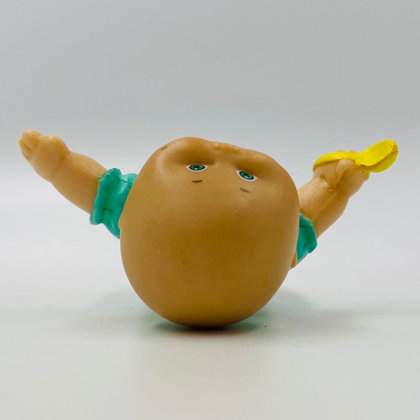Cabbage Patch Kids turquoise onesie with balloons/yellow spoon loose 3.5” poseable figure (1984) Panosh Place