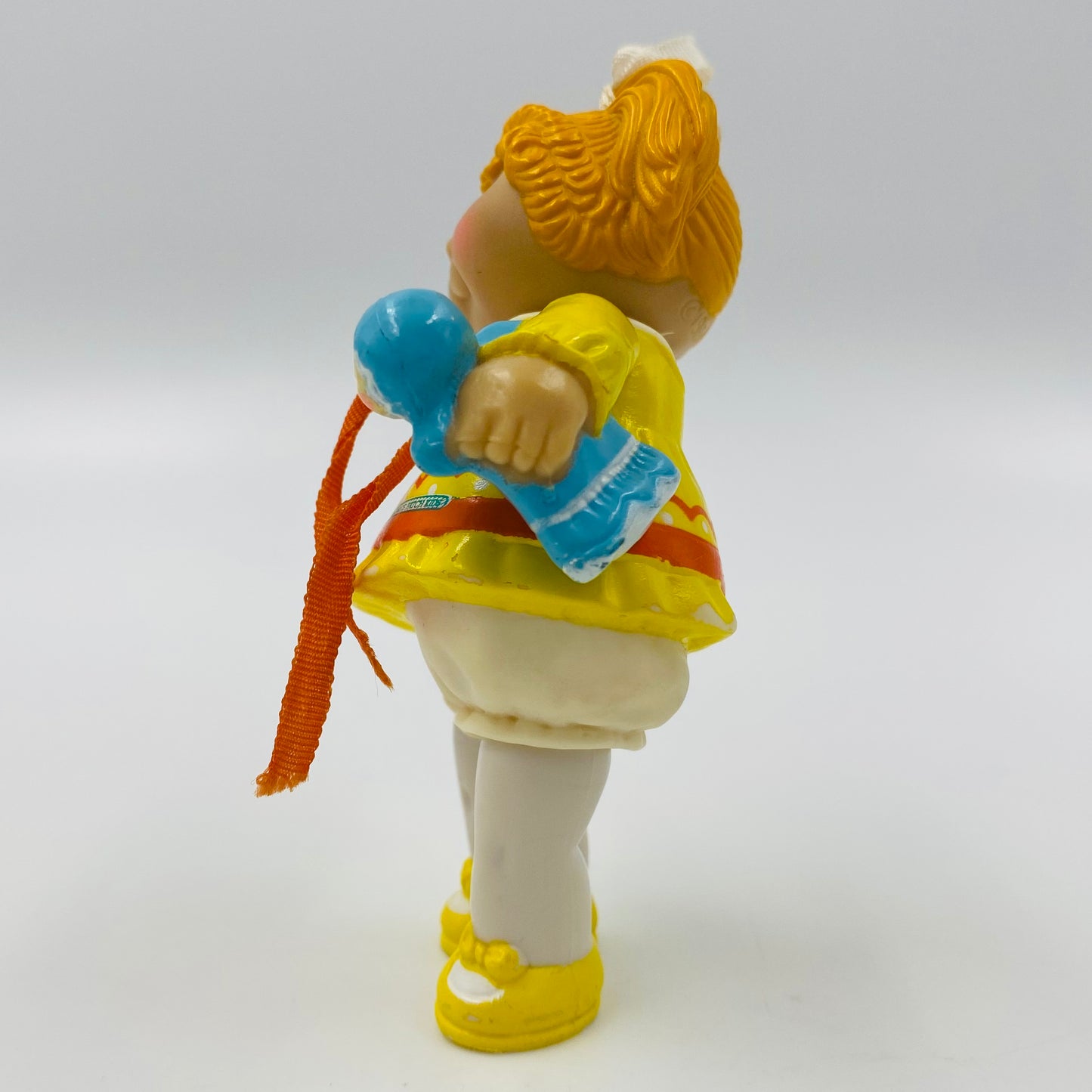Cabbage Patch Kids yellow, white & orange outfit/blue doll loose 3.5” poseable figure (1984) Panosh Place