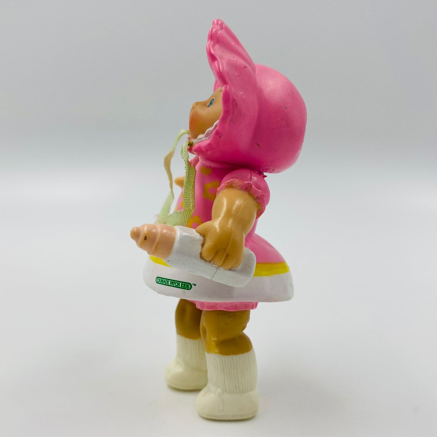 Cabbage Patch Kids pink outfit with yellow flowers/milk bottle loose 3.5” poseable figure (1984) Panosh Place