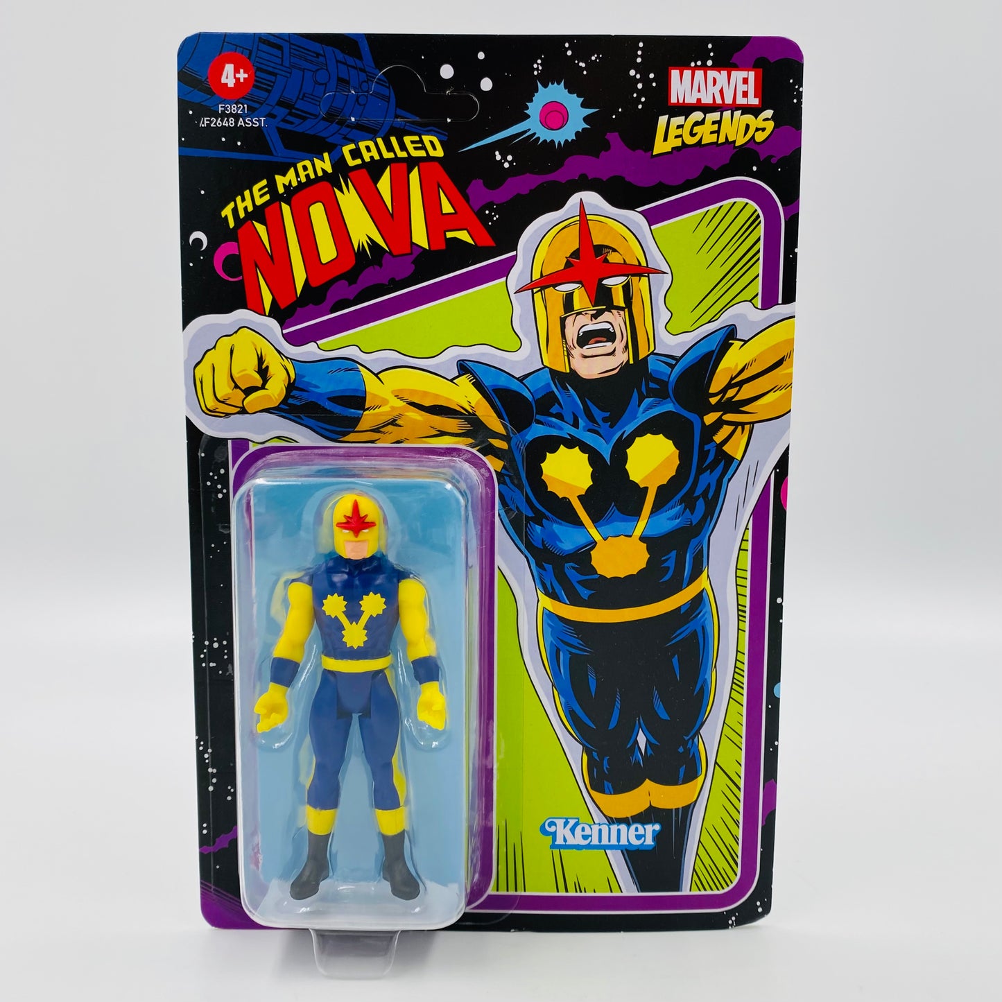 Marvel Legends Retro Nova carded 3.75” action figure (2022) Kenner (Hasbro)