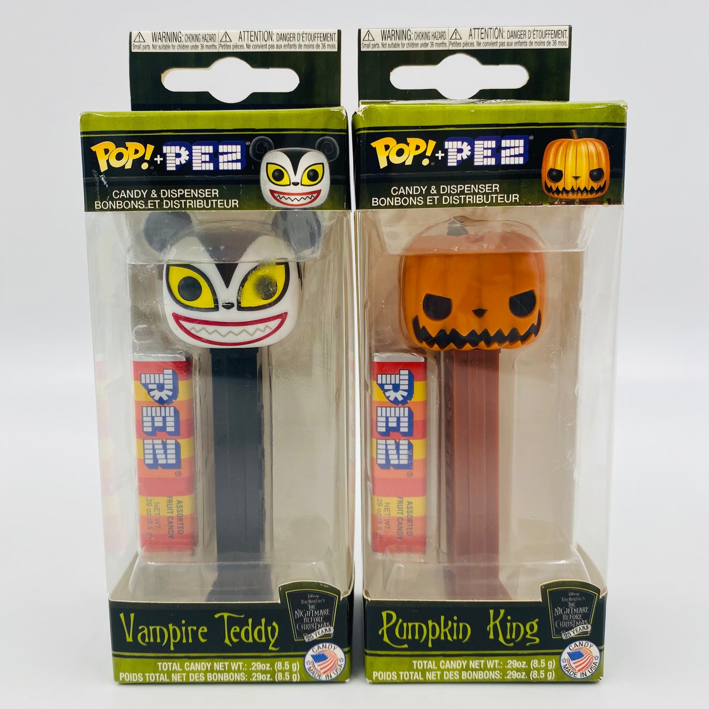 M&PC Pop! + PEZ Dispenser FUN PACK: Disney Nightmare Before Christmas Pumpkin King & Vampire Teddy