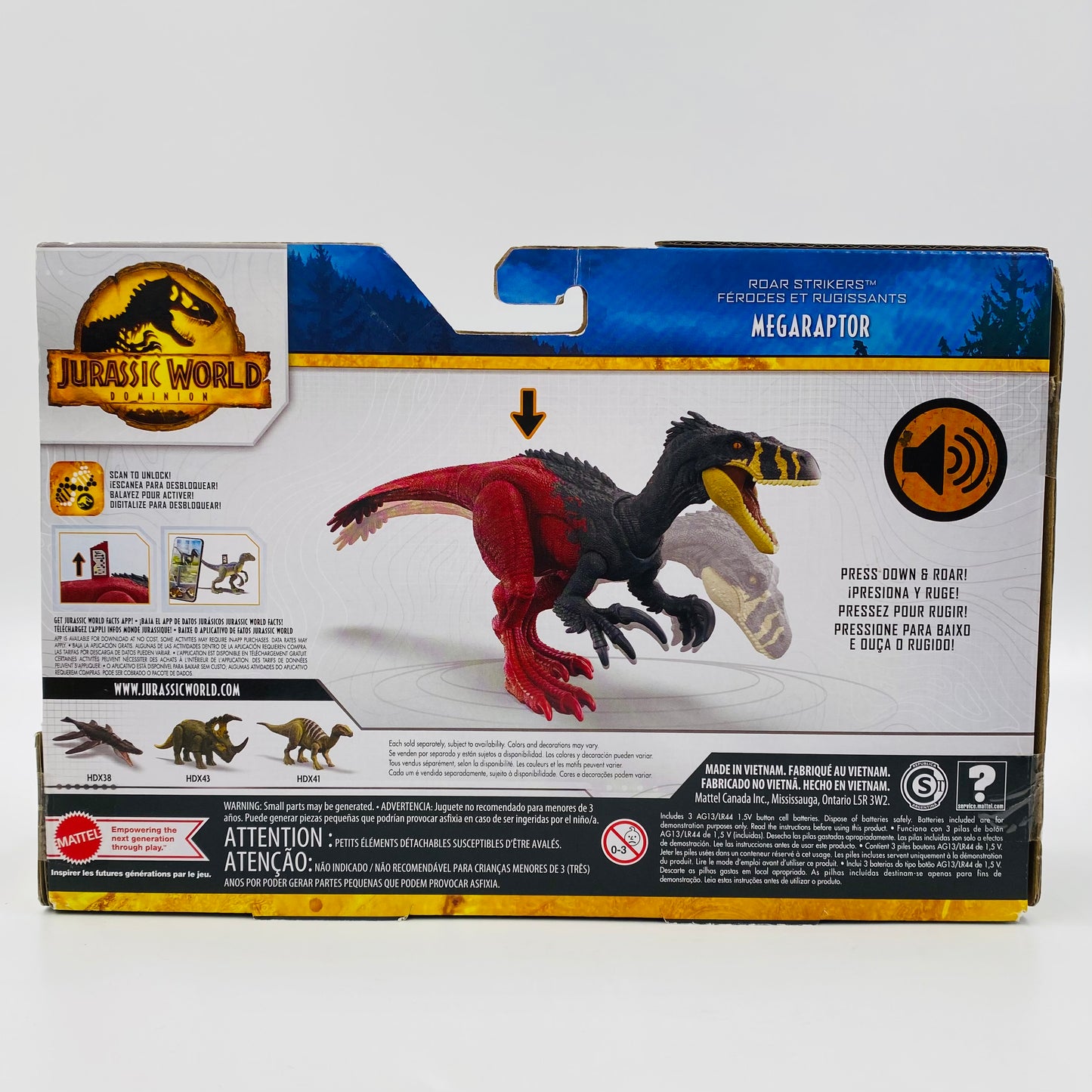 Jurassic World Dominion Roar Strikers Megaraptor carded action figure (2022) Mattel