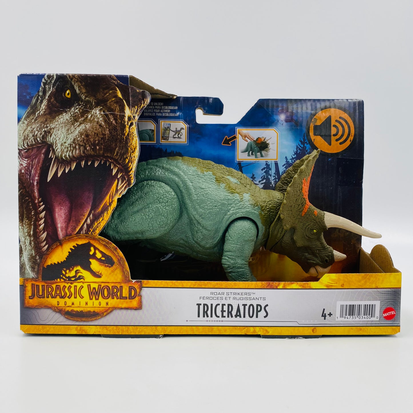 Jurassic World Dominion Roar Strikers Triceratops carded action figure (2022) Mattel