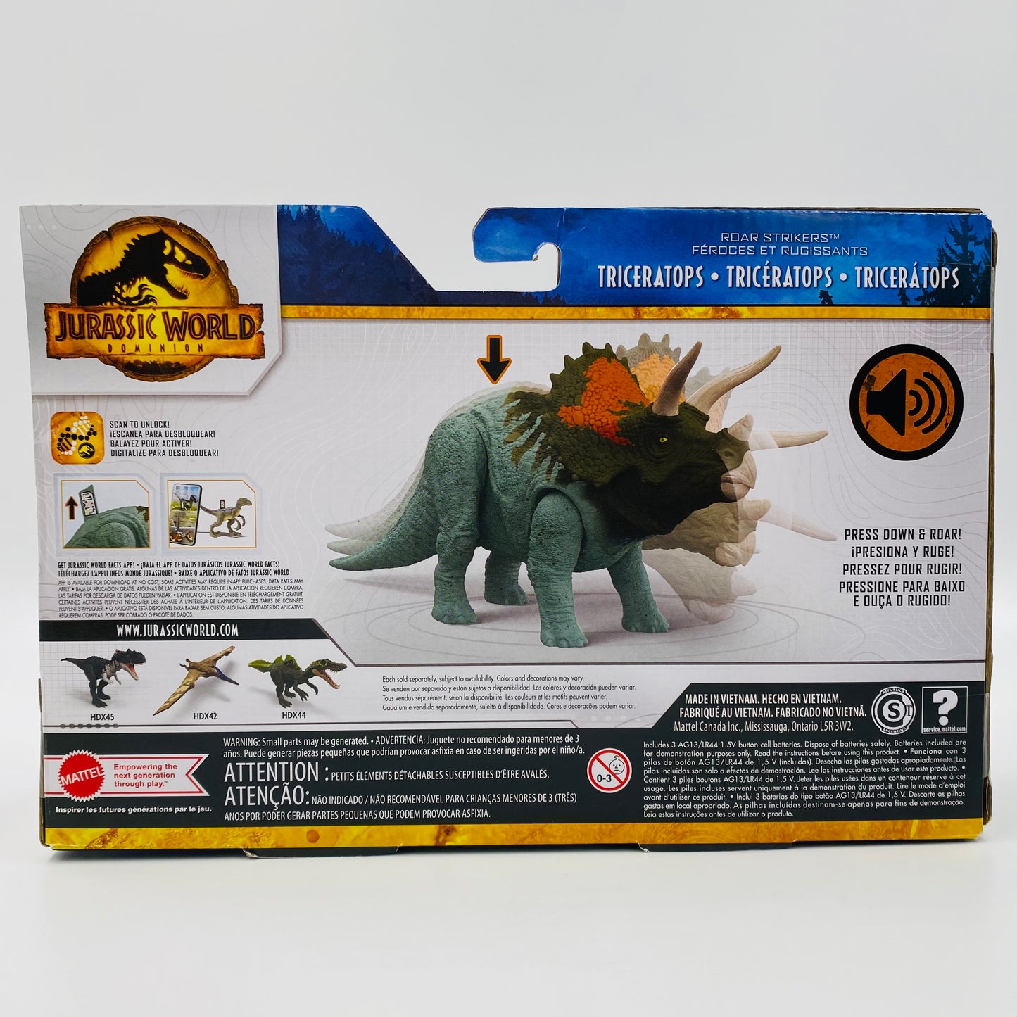 Jurassic World Dominion Roar Strikers Triceratops carded action figure (2022) Mattel