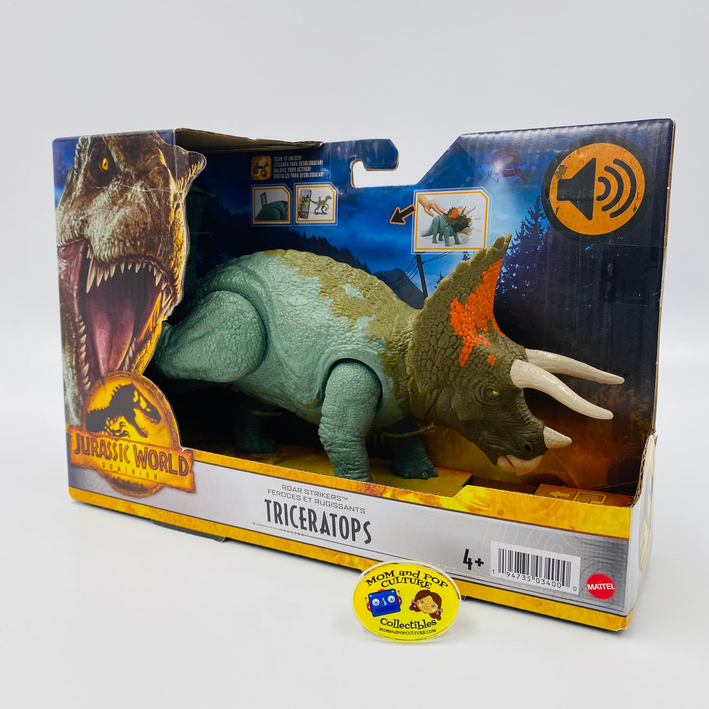 Jurassic World Dominion Roar Strikers Triceratops carded action figure (2022) Mattel