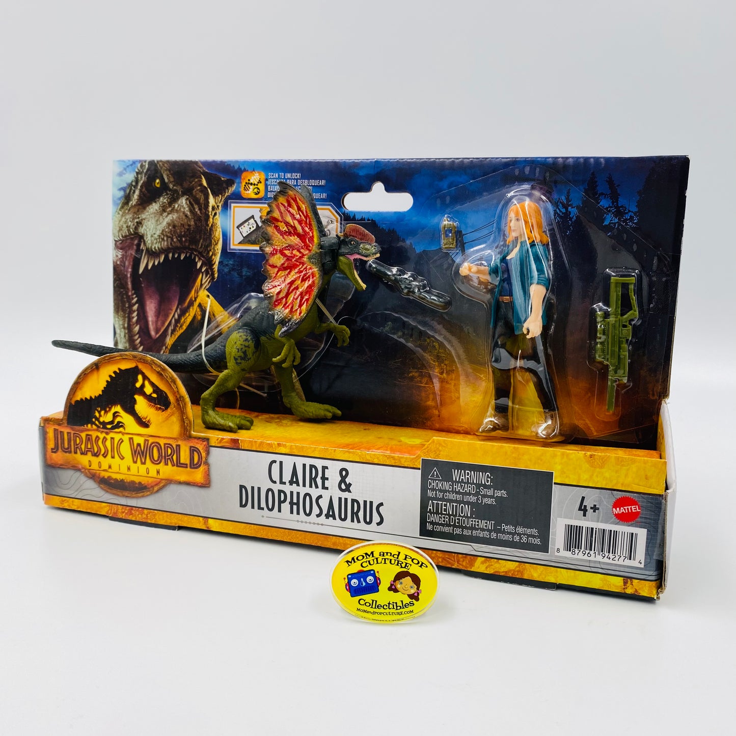 Jurassic World Dominion Claire & Dilophosaurus carded action figures (2022) Mattel