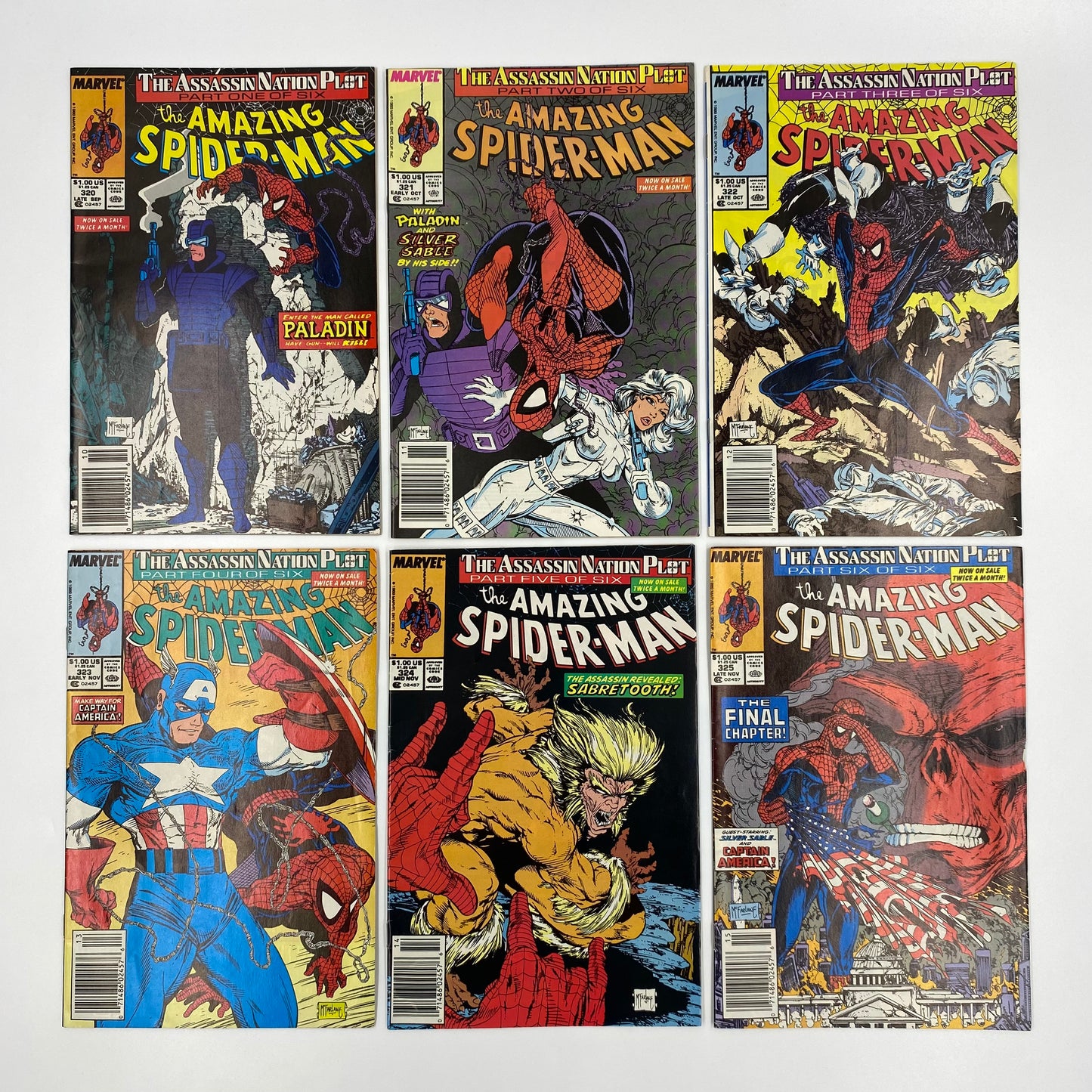 Amazing Spider-Man #320-325 “The Assassination Plot” (1989) Marvel (VG to FN)