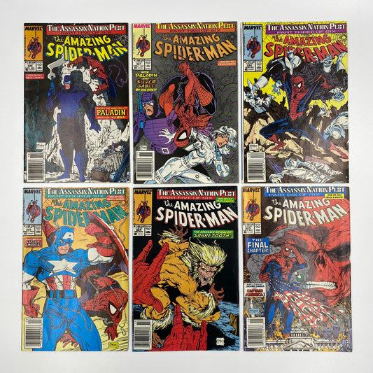 Amazing Spider-Man #320-325 “The Assassination Plot” (1989) Marvel (VG to FN)