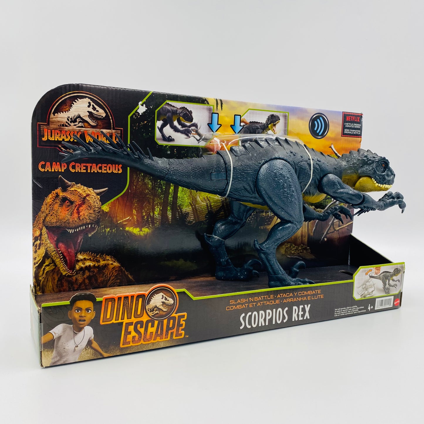 Jurassic World Camp Cretaceous Slash ’N Battle Scorpios Rex carded action figure (2021) Mattel