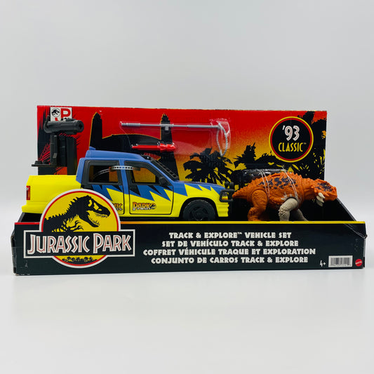 Jurassic Park ‘93 Classic Track & Explore Vehicle Set boxed action figure & vehicle (2023) Mattel