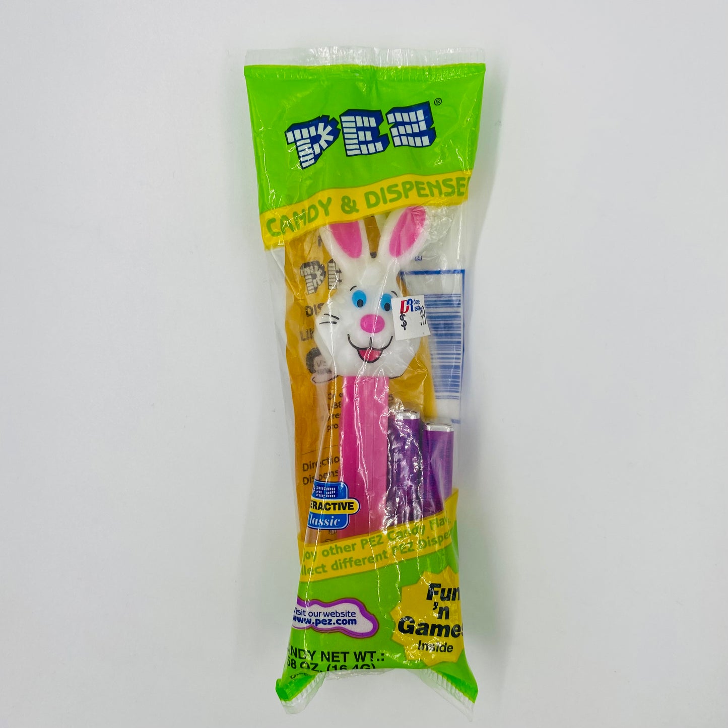 Easter Bunny (white) PEZ dispenser (2008) bagged 5.9 Slovenia green cello