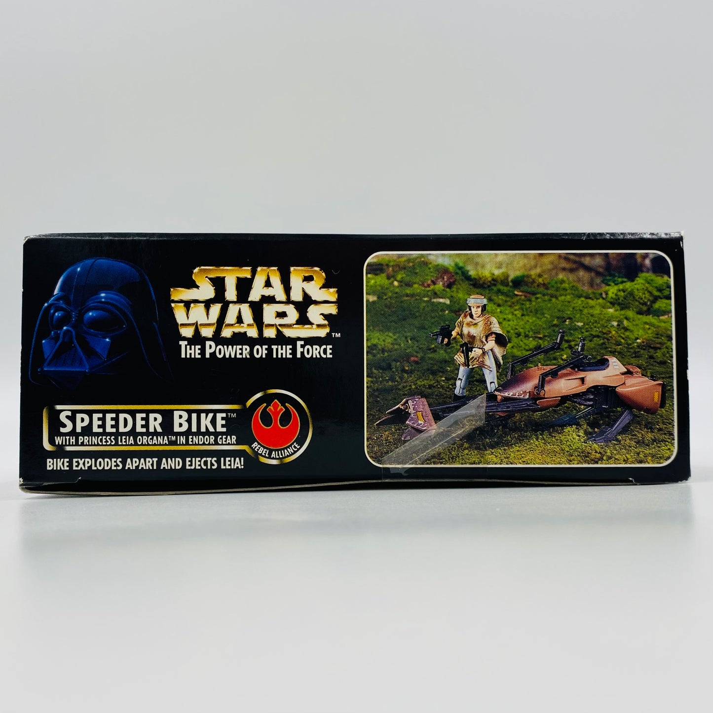 Star Wars Power of the Force II Speeder Bike with Princess Leia Organa in Endor Gear boxed 3.75” vehicle & action figure (1997) Kenner