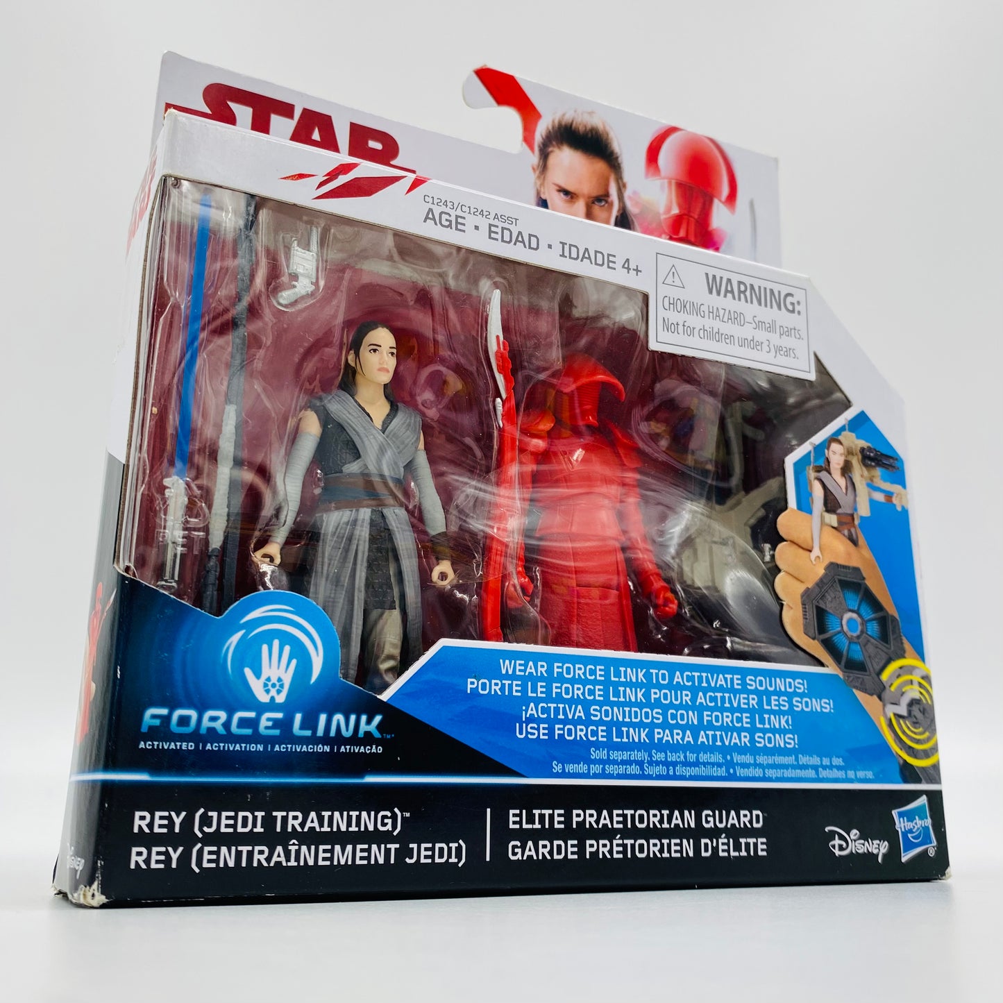 Star Wars The Last Jedi Rey (Jedi Training) & Elite Praetorian Guard 3.75” boxed action figures (2017) Hasbro