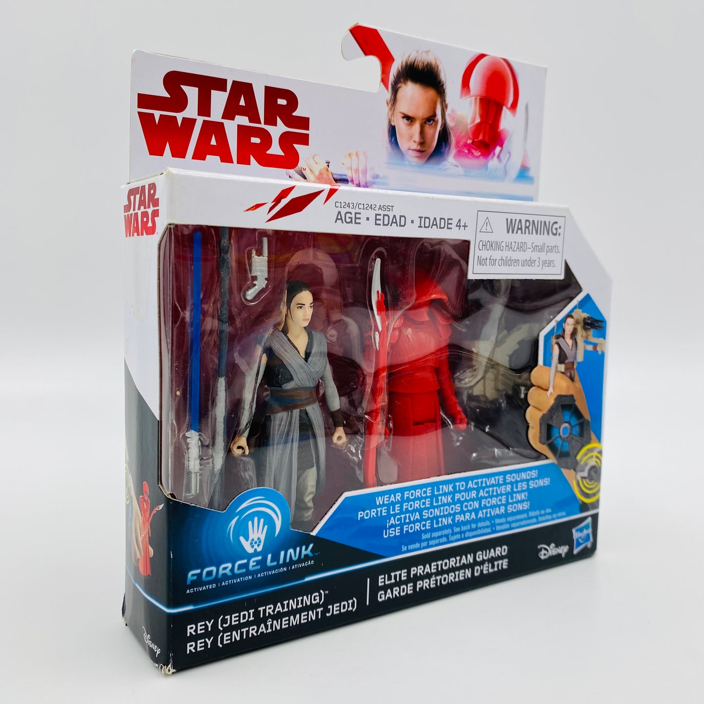 Star Wars The Last Jedi Rey (Jedi Training) & Elite Praetorian Guard 3.75” boxed action figures (2017) Hasbro