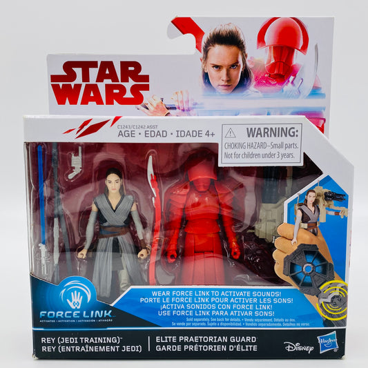 Star Wars The Last Jedi Rey (Jedi Training) & Elite Praetorian Guard 3.75” boxed action figures (2017) Hasbro