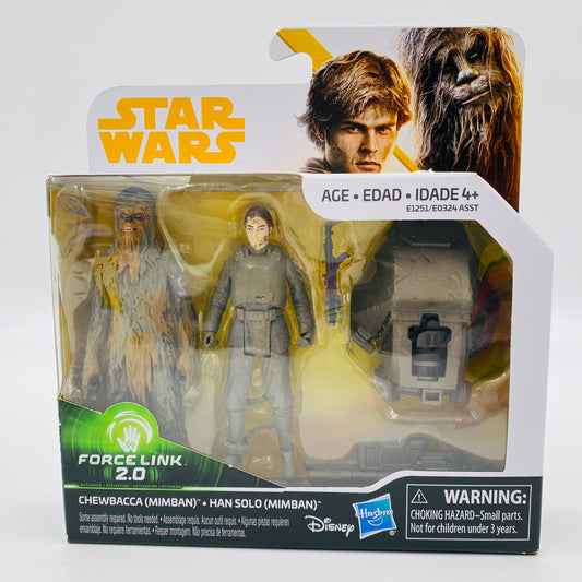 Star Wars Solo Chewbacca (Mimban) & Han Solo (Mimban) 3.75” boxed action figures (2018) Hasbro
