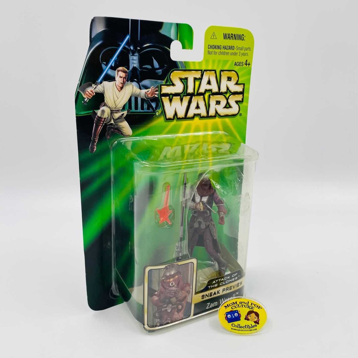 Star Wars Power of the Jedi Attack of the Clones Sneak Preview Zam Wessell carded 3.75” vehicle & action figure (2002) Hasbro