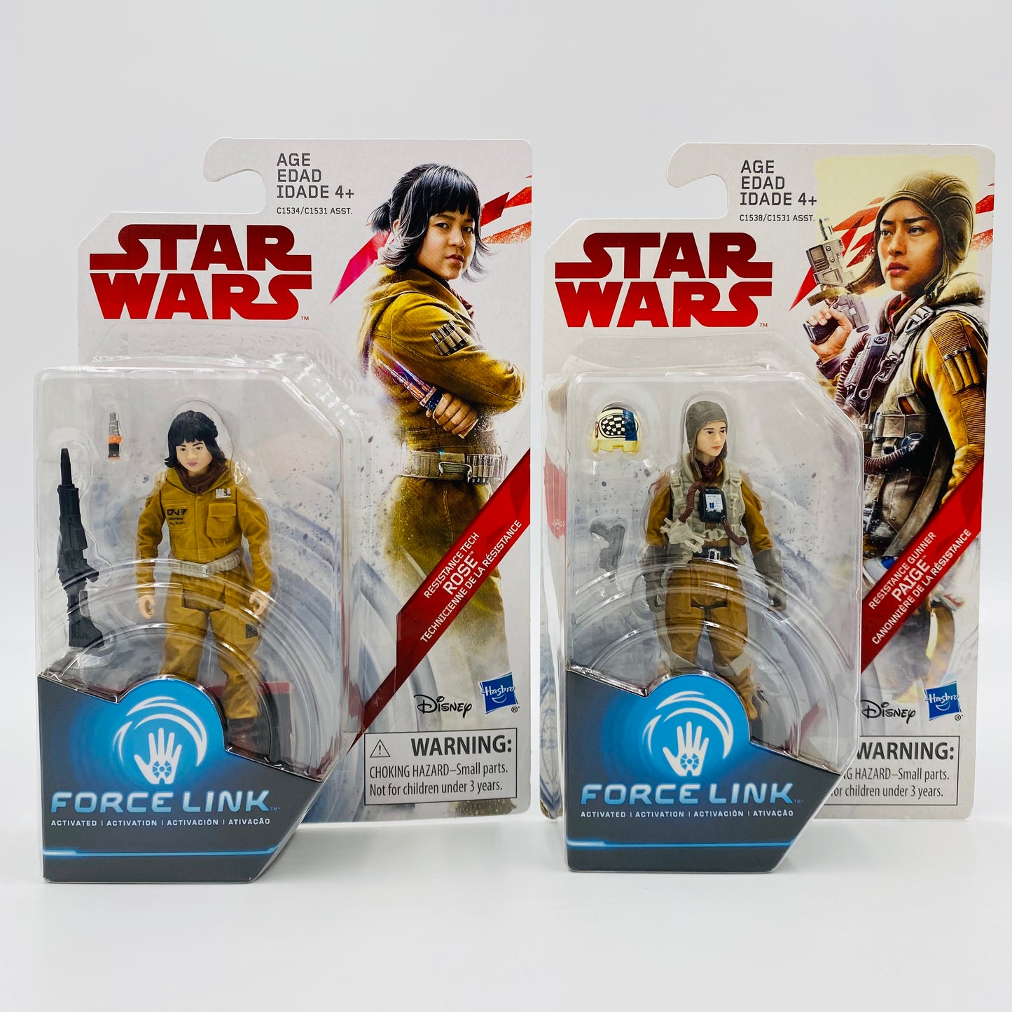 Star Wars The Last Jedi Resistance Gunner Paige Tico & Resistance Tech Rose Tico 3.75” carded action figures (2017) Hasbro