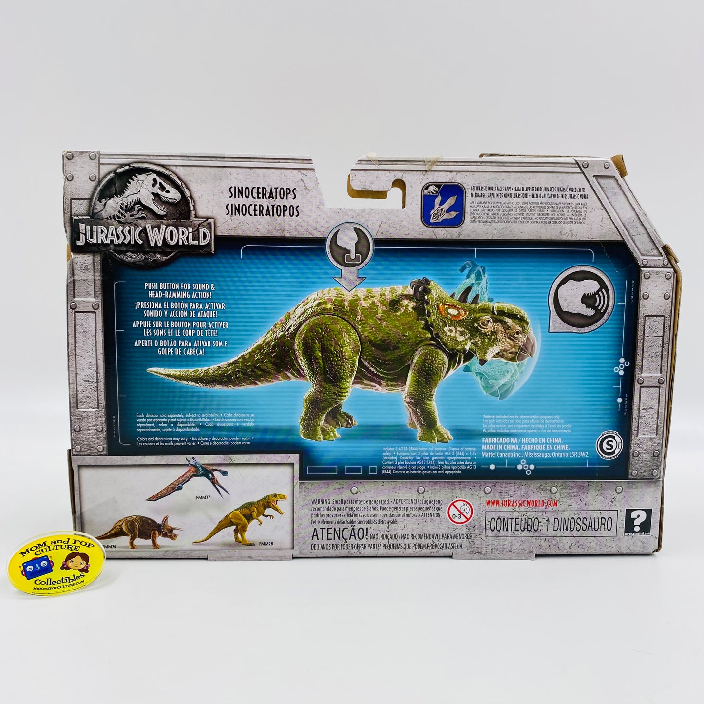 Jurassic World Fallen Kingdom Roarivores Sinoceratops carded action figure (2018) Mattel