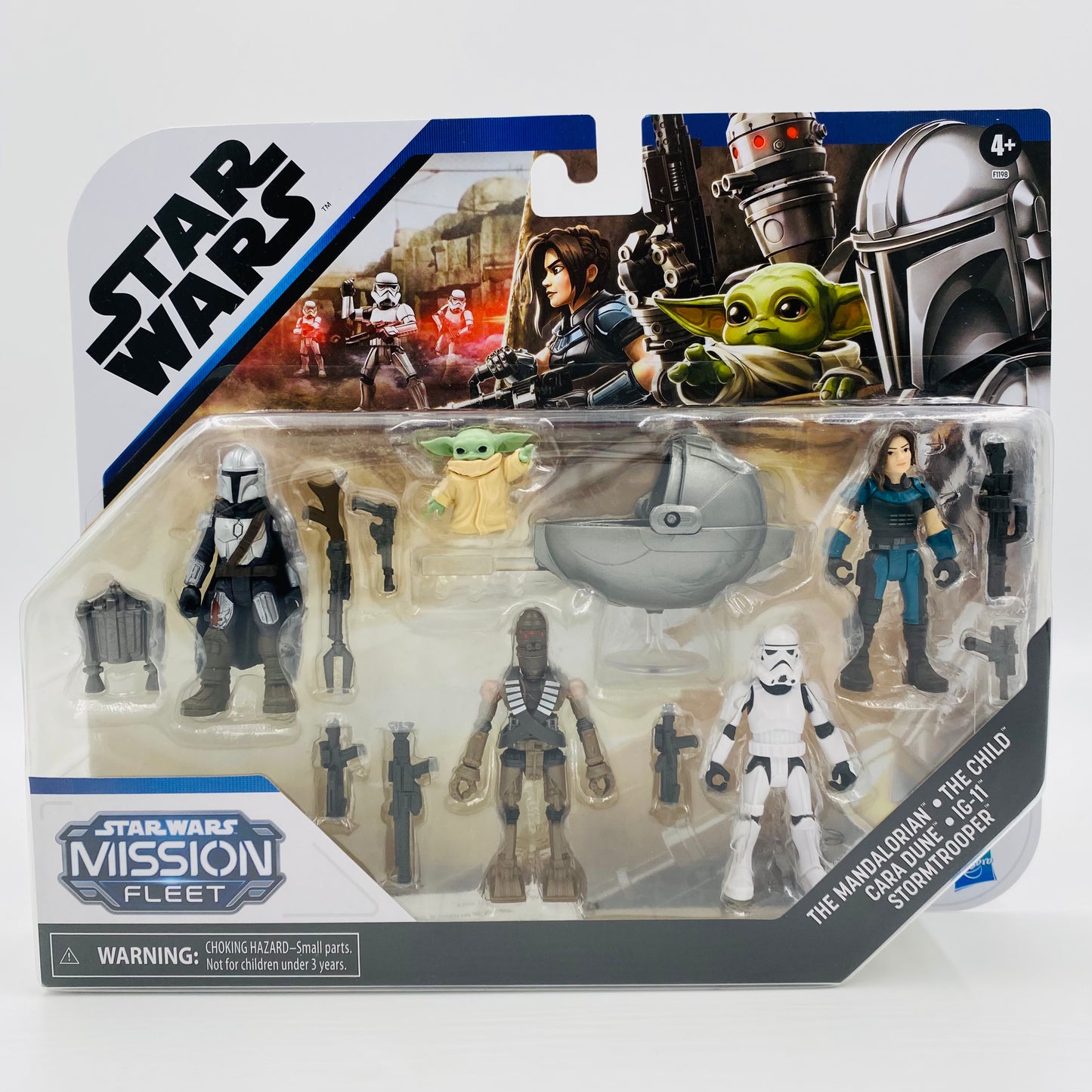 Star Wars Mission Fleet The Mandalorian, The Child (Grogu), Cara Dune, IG-11 & Stormtrooper carded figures (2021) Hasbro