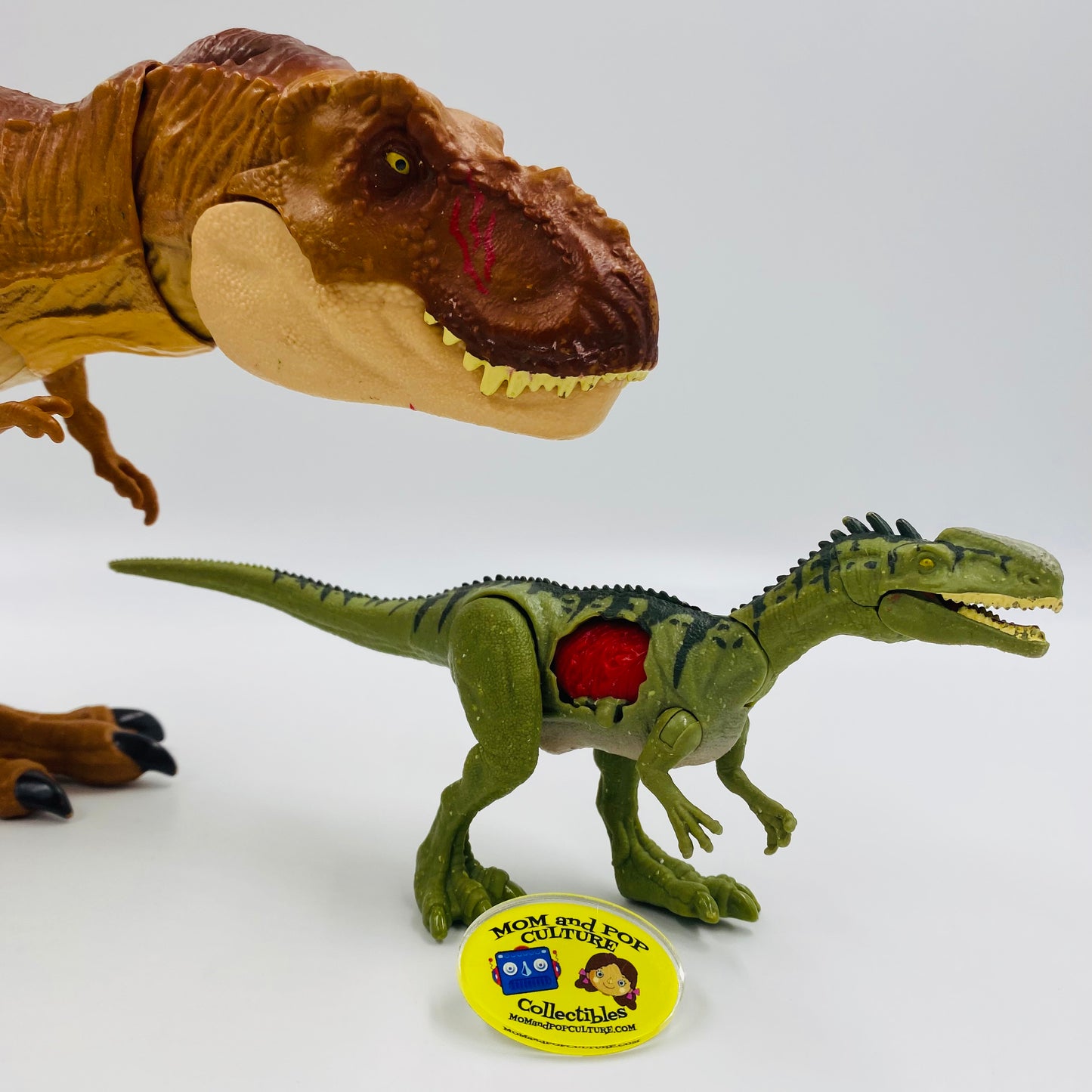 Jurassic World Tyrannosaurus Rex & Monolophosaurus (battle damage) loose action figures (2018) Mattel