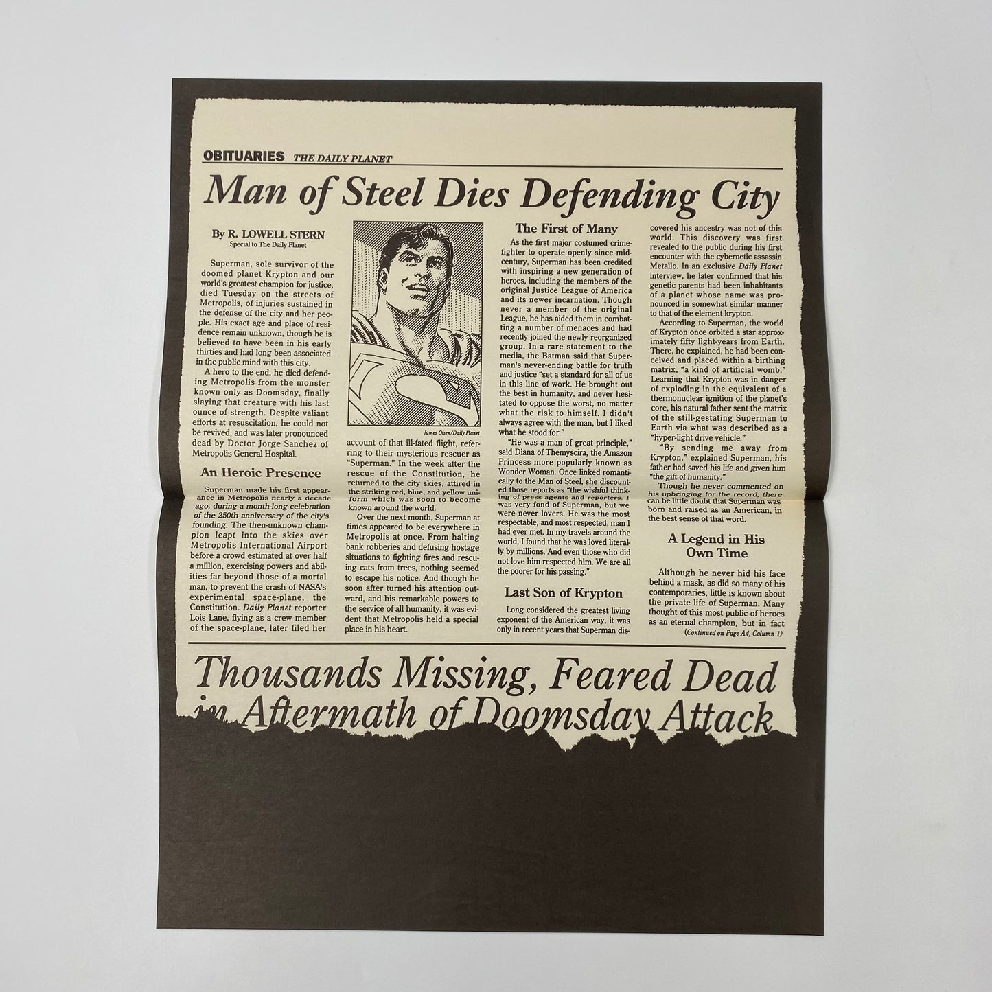 Superman #75 Daily Planet Obituary (1993) DC