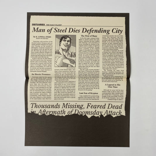 Superman #75 Daily Planet Obituary (1993) DC
