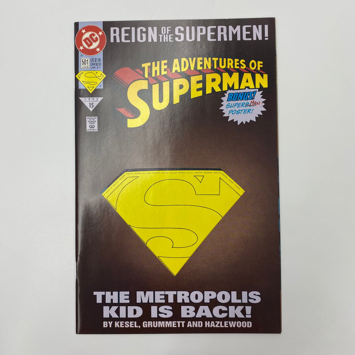 The Adventures of Superman #501 Reign of the Supermen! part 4 (1993) DC (FN+) die-cut cover