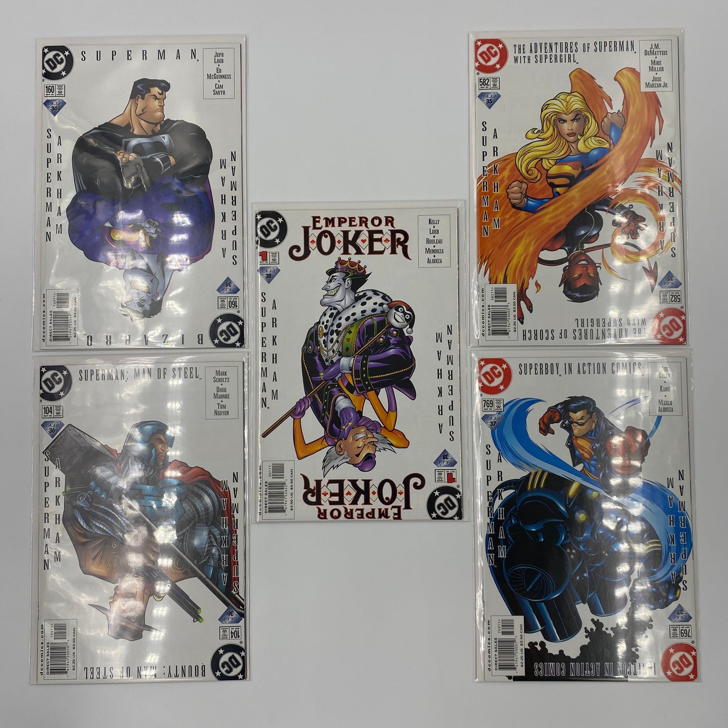 Superman Arkham & Superman Emperor Joker: Superman #160-161, Adventures of Superman #582-583, Superman The Man of Steel #104-105, Action Comics #769-770, Superman Emperor Joker #1 (2000) DC (FN to NM)