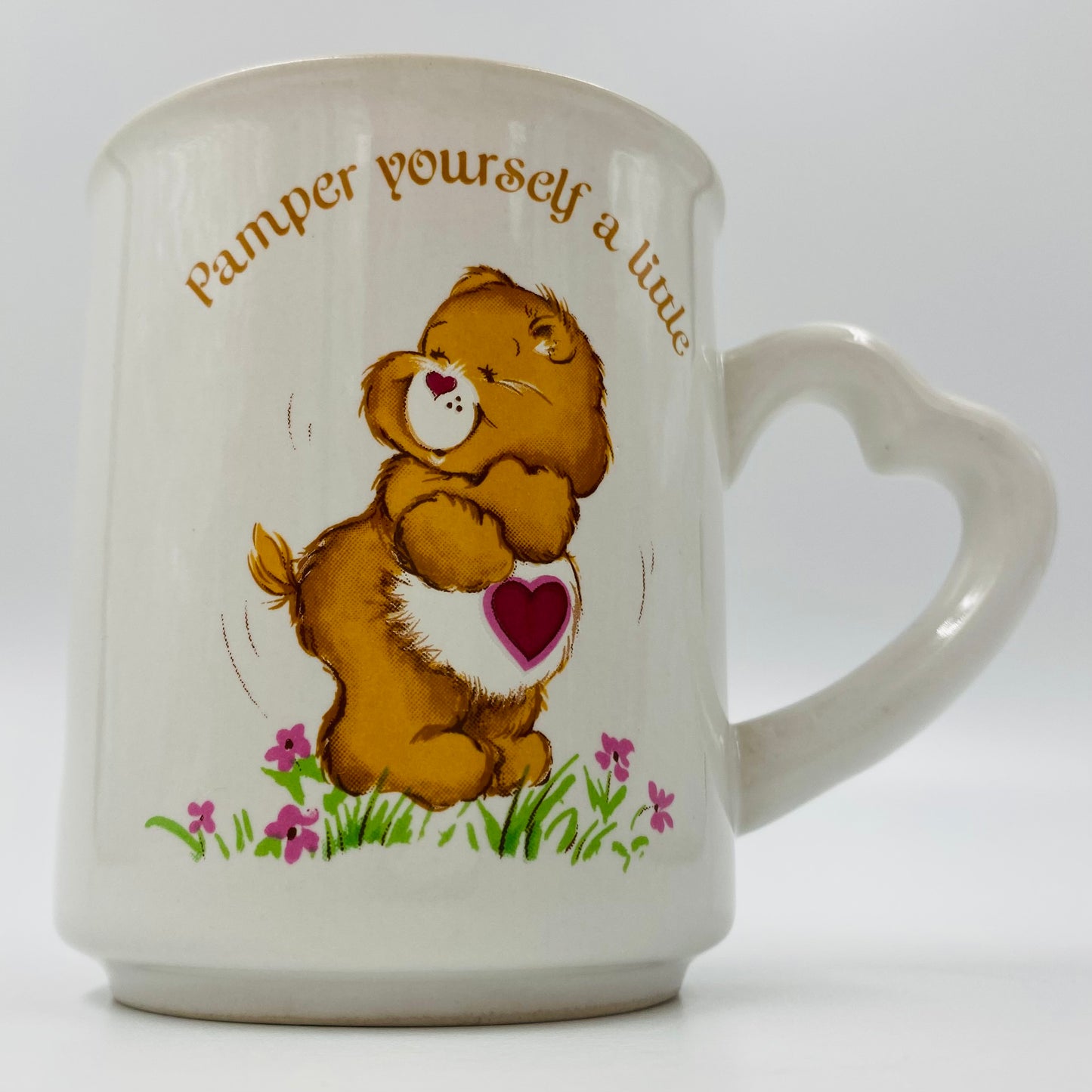 Care Bears Tenderheart "PAMPER YOURSELF A LITTLE" 9oz mug (1983) American Greetings