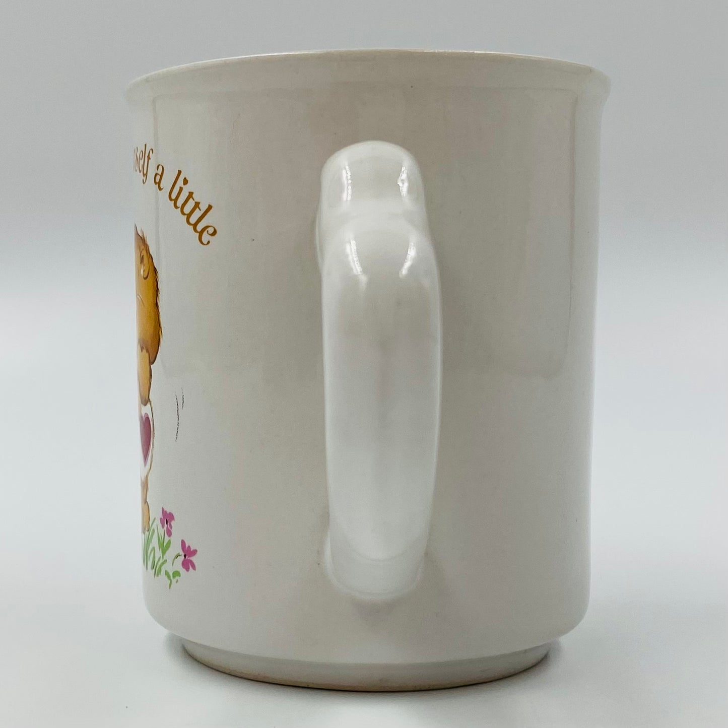 Care Bears Tenderheart "PAMPER YOURSELF A LITTLE" 9oz mug (1983) American Greetings