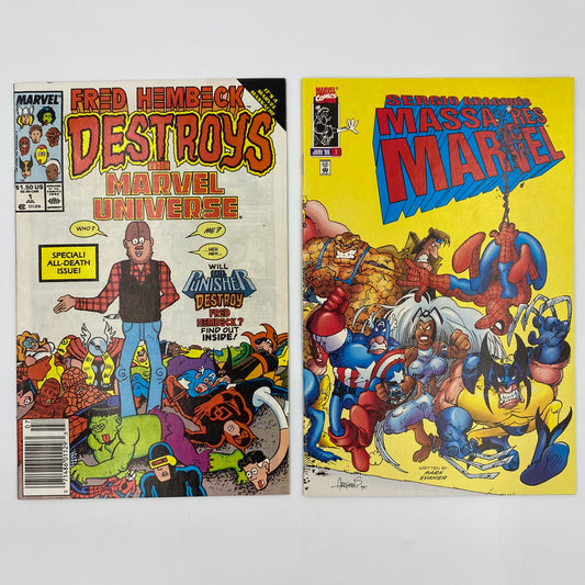 Marvel Universe Take Down FUN PACK: Fred Hembeck Destroys the Marvel Universe (1989) Sergio Aragones Massacres Marvel (1996) Marvel