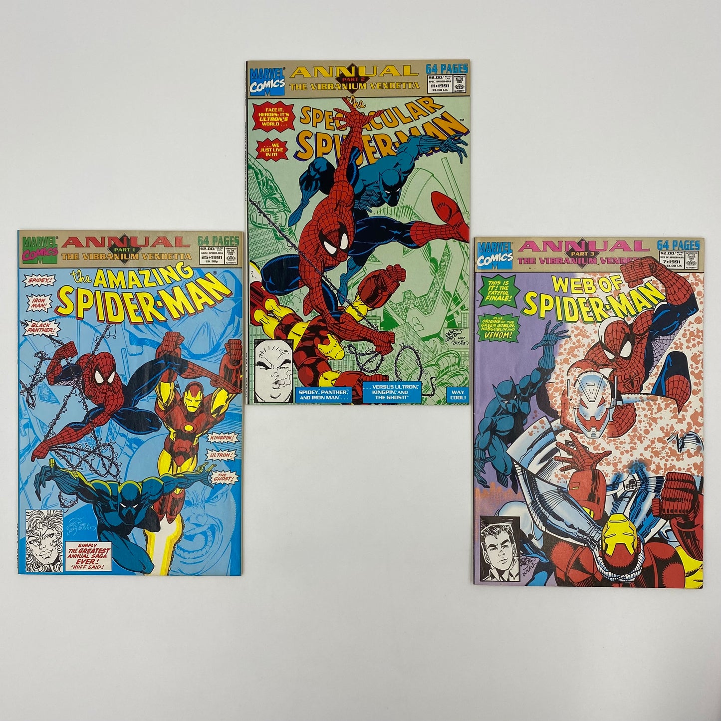 Spider-Man The Vibranium Vendetta: Amazing Spider-Man annual #25, Spectacular Spider-Man annual #11, Web of Spider-Man annual #7 (1991) Marvel