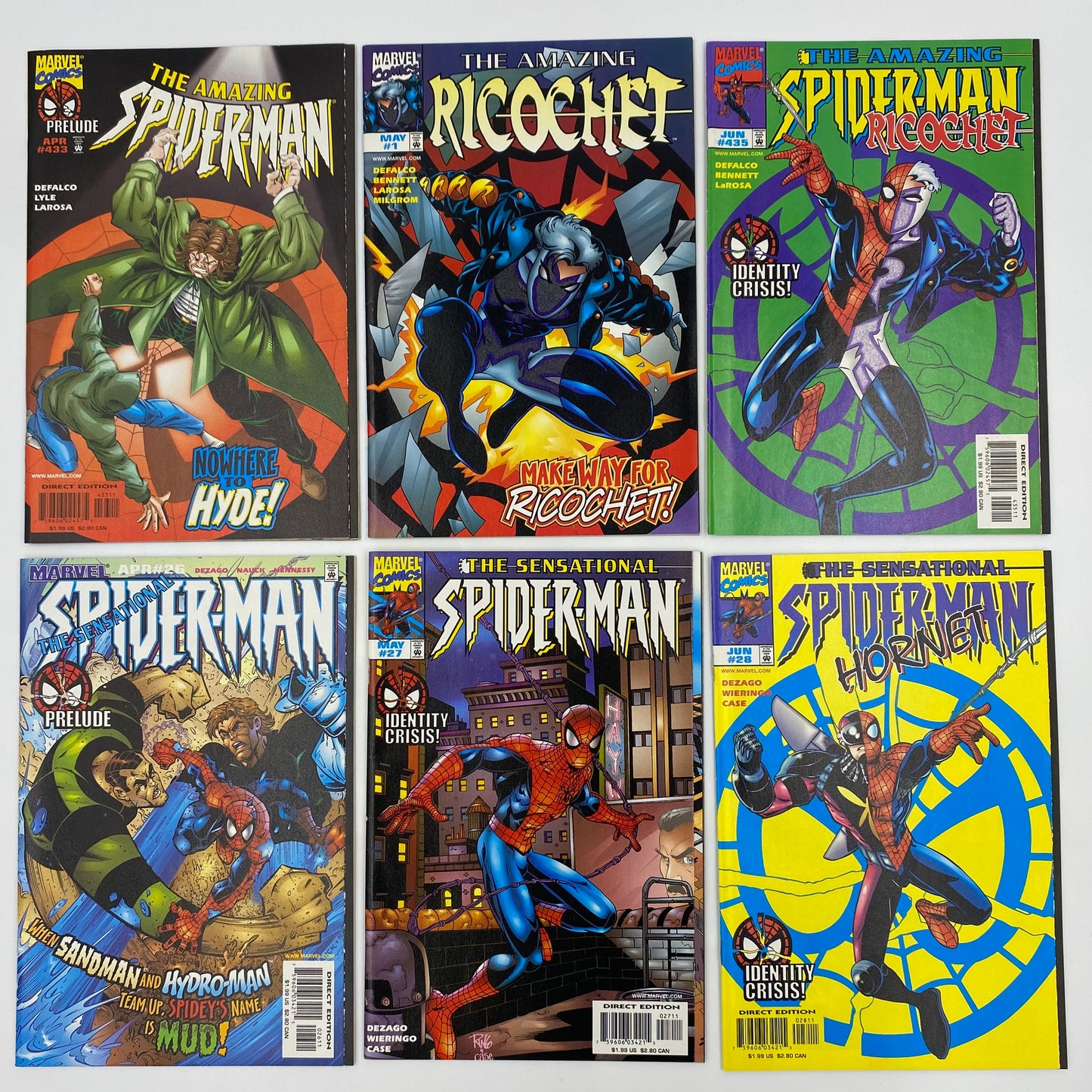 Spider-Man Identity Crisis: Amazing Spider-Man #433-435, Sensational Spider-Man #26-28, Peter Parker Spider-Man #90-92, Spectacular Spider-Man 256-258 (1998) Marvel