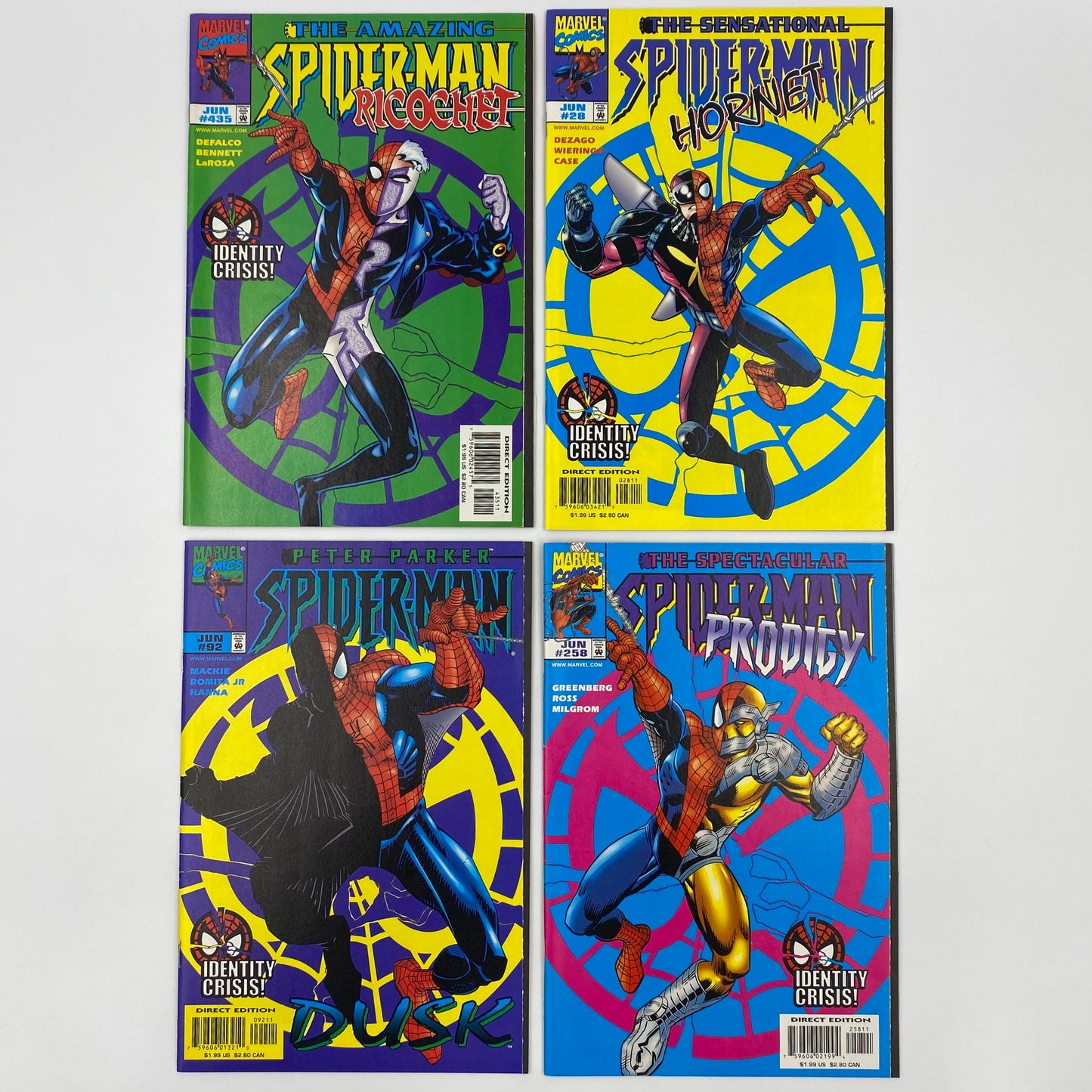 Spider-Man Identity Crisis: Amazing Spider-Man #433-435, Sensational Spider-Man #26-28, Peter Parker Spider-Man #90-92, Spectacular Spider-Man 256-258 (1998) Marvel