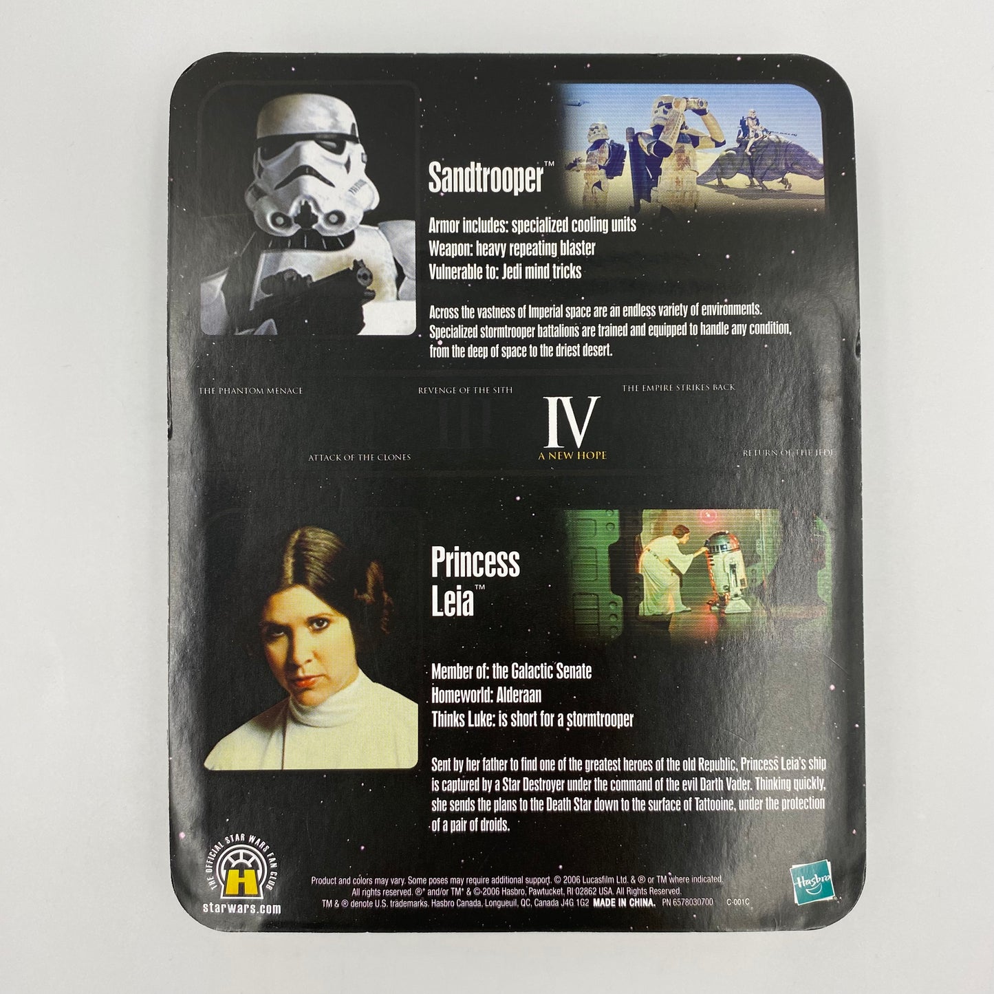 Star Wars A New Hope Episode IV Commemorative Tin Collection carded 3.75” action figures in tin box (2006) Hasbro