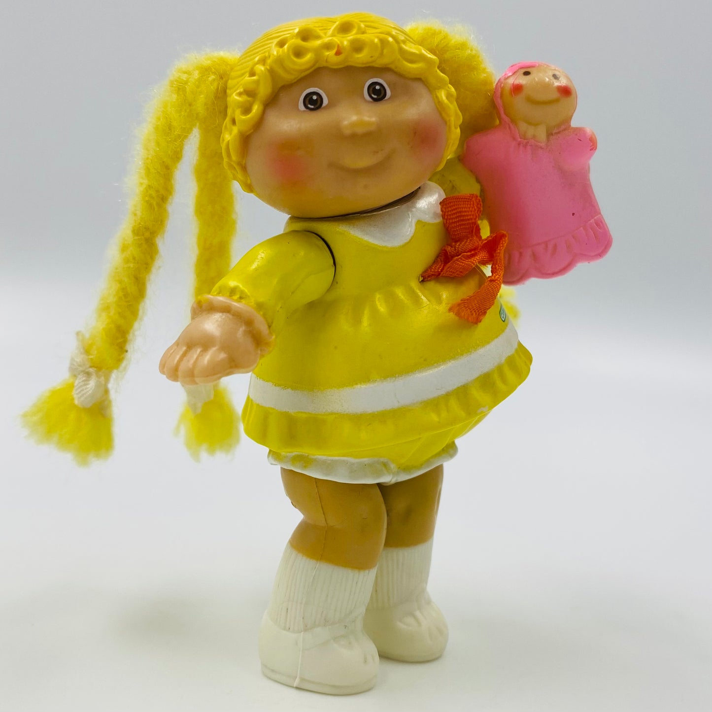 Cabbage Patch Kids yellow outfit/pink doll loose 3.5” poseable figure (1984) Panosh Place