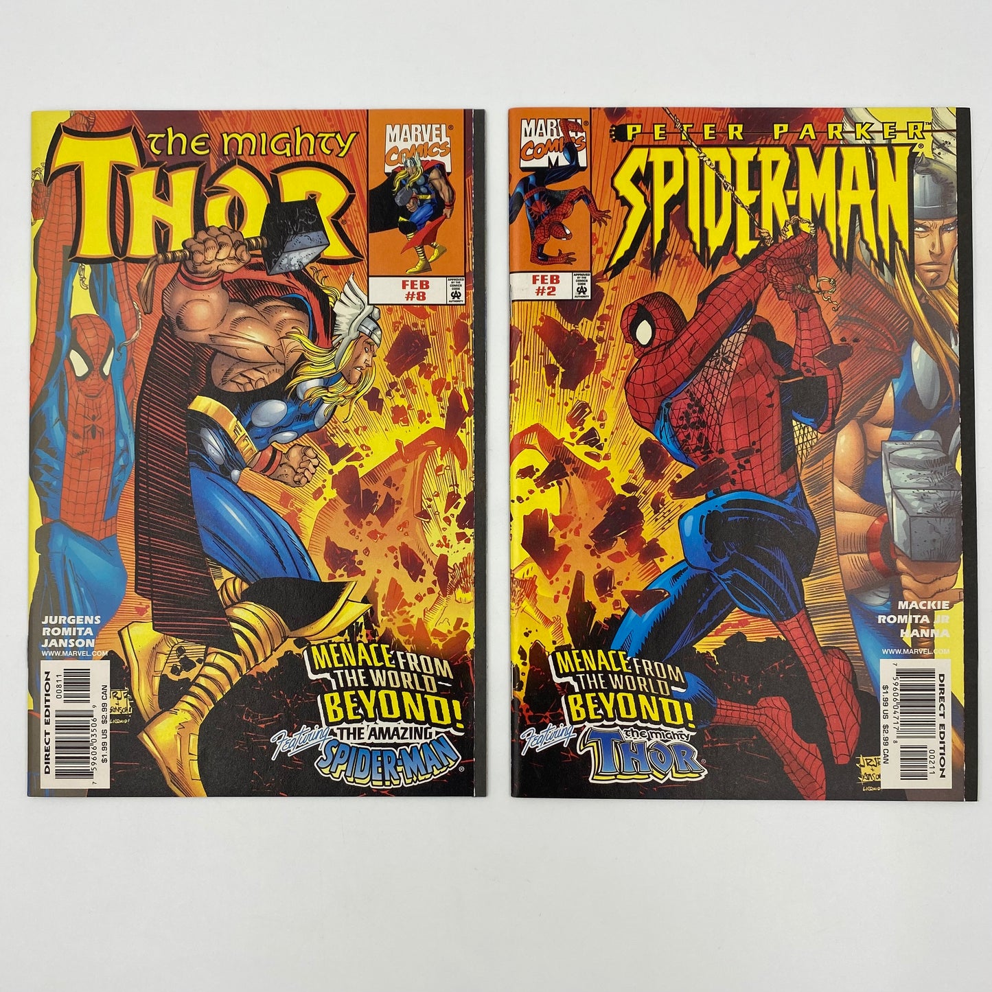 A Mighty Marvel Team-Up Featuring Spider-Man & Thor “Menace From The World Beyond!” Thor #8 (1999) & Peter Parker Spider-Man #2 "Plaything of the Gods,” (1999) Marvel