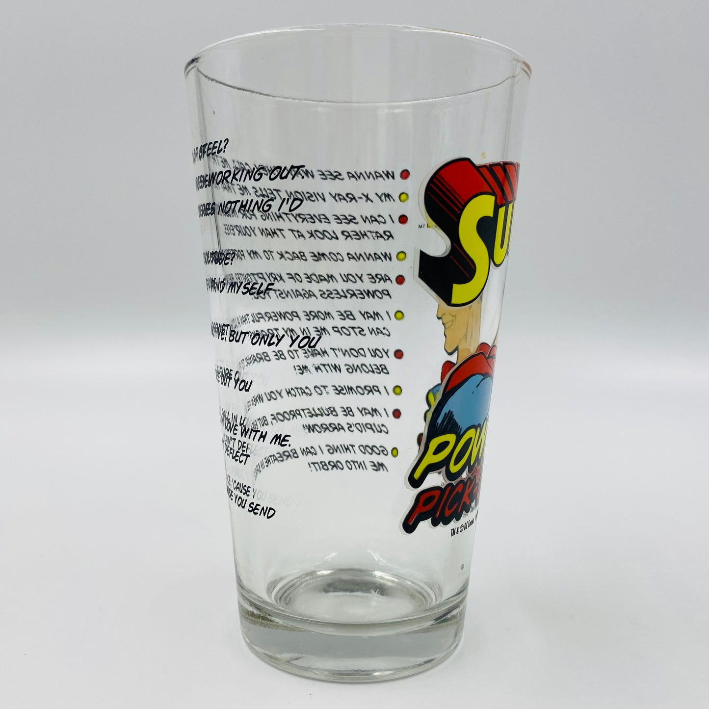 Superman Powerful Pick-Up Lines 16oz glass
