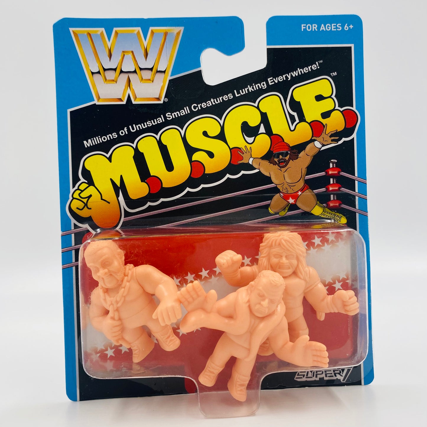 M.U.S.C.L.E. WWE Ultimate Warrior, Jake “The Snake” Roberts & Junkyard Dog 2” figurine 3-pack (2017) Mattel & Super7